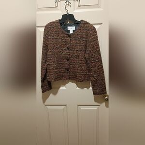 Vintage DRESSBARN long Sleeve Tweed Button Front Multi-colored Jacket Blazer Med